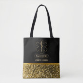 Paramedic - Black and Gold Totbeutel Tasche (Vorderseite)