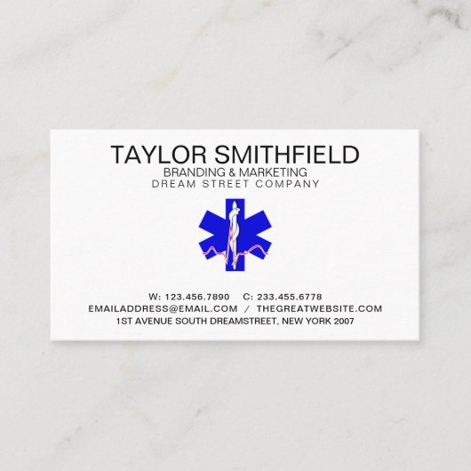 Paramedic Cross Beruflich Business Card Visitenkarte (Vorderseite)