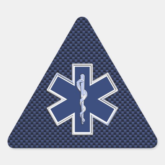 Paramedic des Lebens auf dem blauen Kohlenstoff-Fa Dreieckiger Aufkleber (Vorderseite)