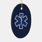 Paramedic des Lebens auf dem blauen Kohlenstoff-Fa Keramikornament (Rechts)