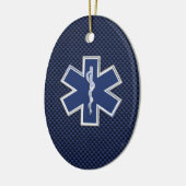Paramedic des Lebens auf dem blauen Kohlenstoff-Fa Keramikornament (Links)