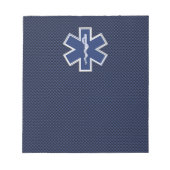 Paramedic des Lebens auf dem blauen Kohlenstoff-Fa Notizblock (Vorderseite)