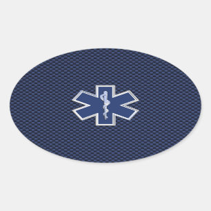 Paramedic des Lebens auf dem blauen Kohlenstoff-Fa Ovaler Aufkleber