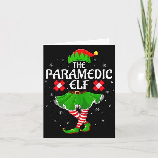 Paramedic Elf Christmas Family Girls Women Elf Squ Karte (Vorderseite)