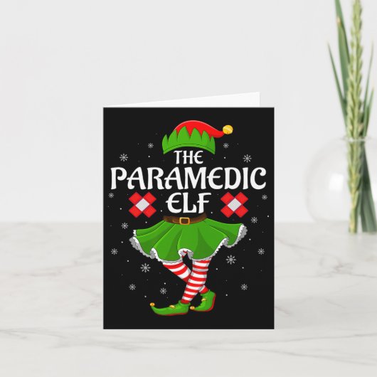 Paramedic Elf Christmas Family Girls Women Elf Squ Karte (Vorderseite)