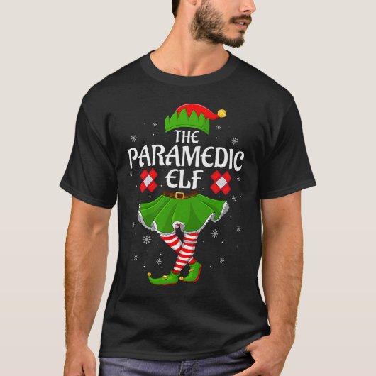 Paramedic Elf Christmas Family Girls Women Elf Squ T-Shirt (Vorderseite)
