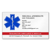Paramedic EMS Ambulance Star of Life Custom Logo Magnetische Visitenkarte (Vorderseite)