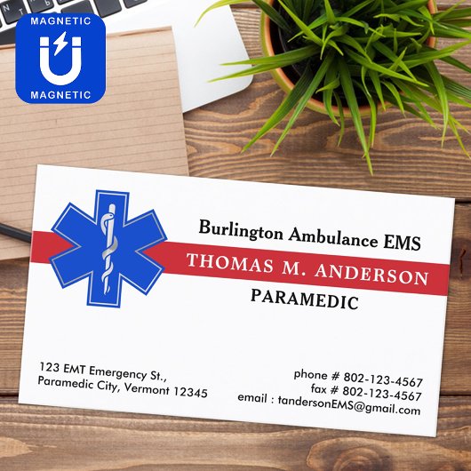 Paramedic EMS Ambulance Star of Life Custom Logo Magnetische Visitenkarte