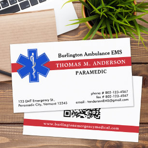 Paramedic EMS EMT Ambulance Medical Star of Life Visitenkarte