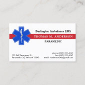 Paramedic EMS EMT Ambulance Medical Star of Life Visitenkarte (Vorderseite)