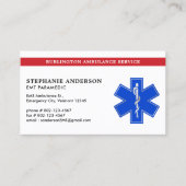 Paramedic EMT Custom Ambulance Star of Life Logo Visitenkarte (Vorderseite)