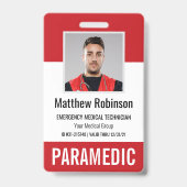 Paramedic First Responder Foto ID Security Ausweis (Vorderseite)