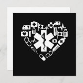 Paramedic Heart Paramedic Caduceus Doctor EMS EMT Einladung (Vorne/Hinten)