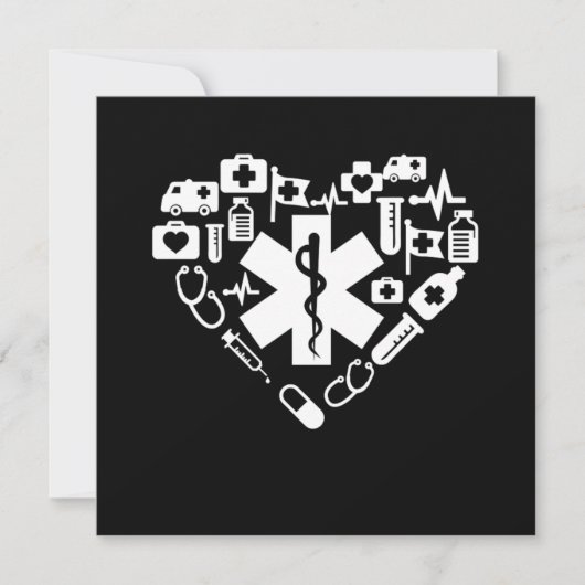 Paramedic Heart Paramedic Caduceus Doctor EMS EMT Einladung (Vorderseite)