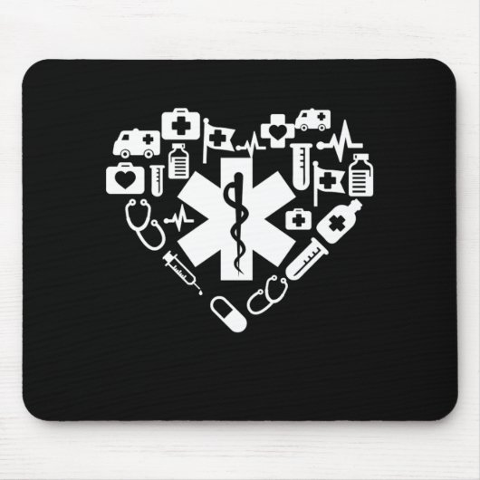 Paramedic Heart Paramedic Caduceus Doctor EMS EMT Mousepad (Vorne)