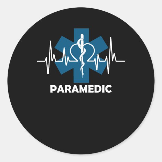 Paramedic Heartbeat Runder Aufkleber (Vorderseite)