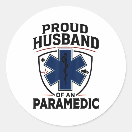 Paramedic Husband Proud Husband Of An Paramedic Runder Aufkleber (Vorderseite)