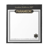 Paramedic - Schwarz und Gold Editor Notizblock (Vorderseite)