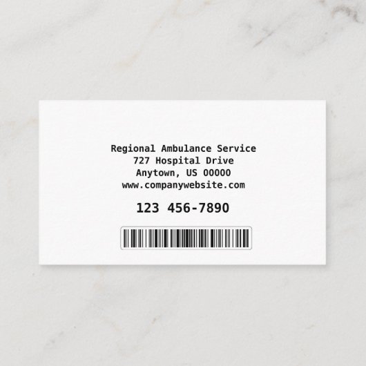 Paramedic Services Visitenkarte (Rückseite)