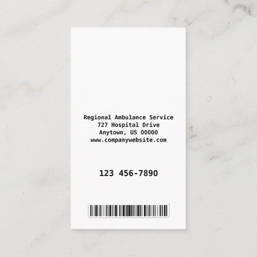 Paramedic Services Visitenkarte (Rückseite)