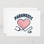 Paramedic Stethoskop mit Herz Postkarte (Vorne/Hinten)