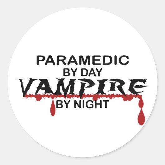 Paramedic Vampire by Night Runder Aufkleber (Vorderseite)