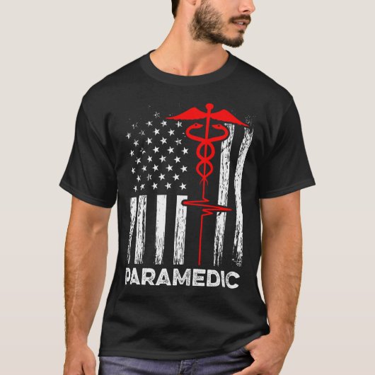 Paramedics Usa Flag Doctor Ambulance Nurse Emergen T-Shirt (Vorderseite)