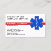 Paramedische Krankenwagen Star des Lebens Visitenkarte (Vorderseite)