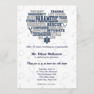 Paramedische Pensionierung Denim Textur Einladung