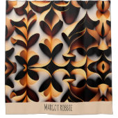 Parametric 3D Blume Gold Modernes Mosaikmuster Duschvorhang (Vorderseite)