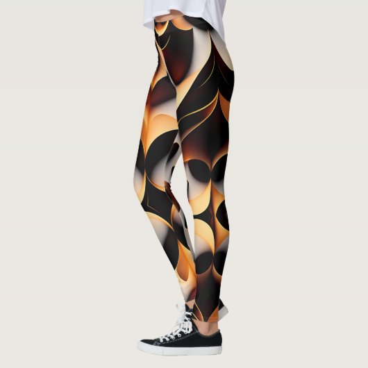 Parametric 3D Blume Gold Modernes Mosaikmuster Leggings (Links)