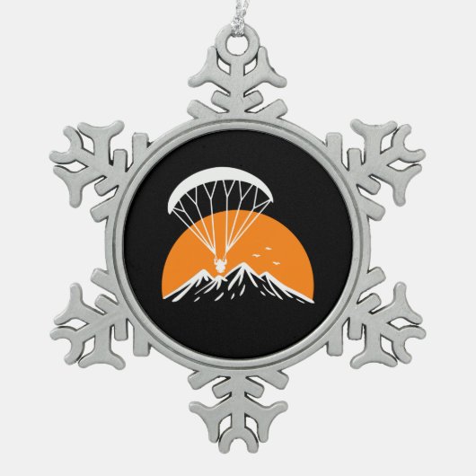 Paramotoring Retro Vintag Schneeflocken Zinn-Ornament (Vorderseite)