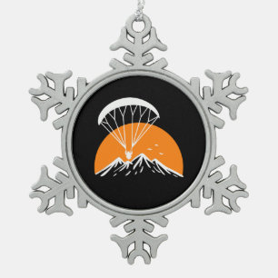 Paramotoring Retro Vintage Schneeflocken Zinn-Ornament