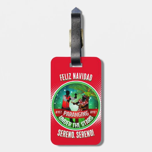 Parang Sereno Feliz Navidad auf RED Gepäckanhänger (Rückseite vertikal)