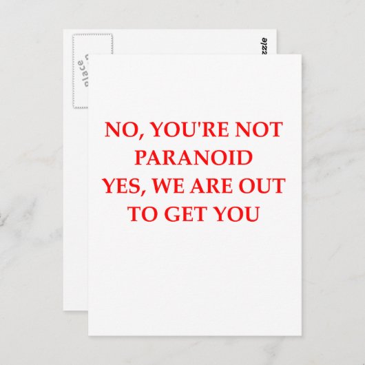 PARANOID POSTKARTE (Vorne/Hinten)