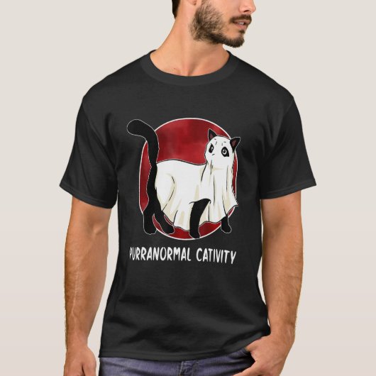 Paranormal Cativity Cat Lover Spooky Ghost Kitten T-Shirt (Vorderseite)