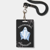 Paranormal Investigator Ghost & Cobwebs Black Ausweis (Vorderseite mit Lanyard)