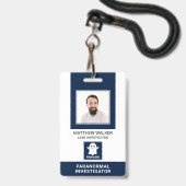 Paranormal Investigator Navy Blue QR Code Foto ID Ausweis (Vorderseite mit Lanyard)