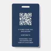 Paranormal Investigator Navy Blue QR Code Foto ID Ausweis (Rückseite)