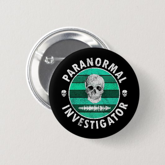 Paranormal Investigator Skull Button (Vorne & Hinten)