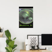 Paranormal UFO grau Poster (Heimbüro)