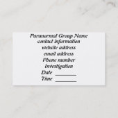 Paranormal Visitenkarten des grünen Ghoul Visitenkarte (Rückseite)
