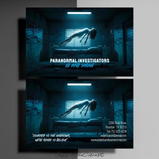 Paranormale Ermittler Unheimlicher Geist schwebend Visitenkarte