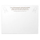 Paranormale Ermittlerin mit Geisterlogo Notizblock (Vorderseite)