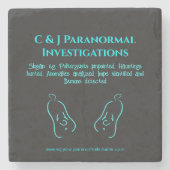 Paranormale Ermittlerin mit Geisterlogo Steinuntersetzer (Vorderseite)