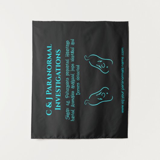 Paranormale Ermittlerin mit Geisterlogo Wandteppich (Vorderseite)