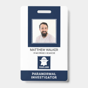 Paranormaler Ermittler Navy Blue QR-Code-Fotoauswe Ausweis