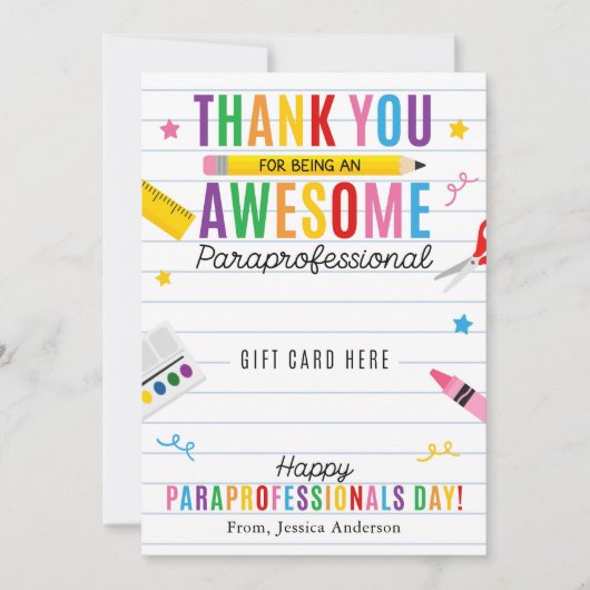 Paraprofessional Appreciation Day Gift Card Holder Einladung (Vorderseite)