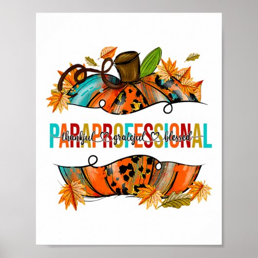 Paraprofessional Happy Fall Y’all Pumpkin Para Tee Poster (Vorne)