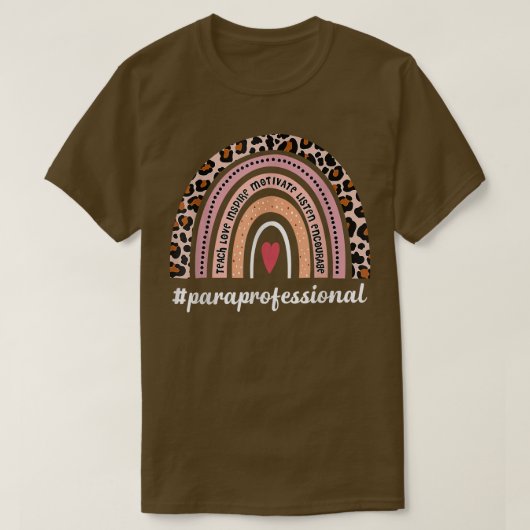 Paraprofessional Life Boho Leopard Regenbogen Zurü T-Shirt (Design vorne)